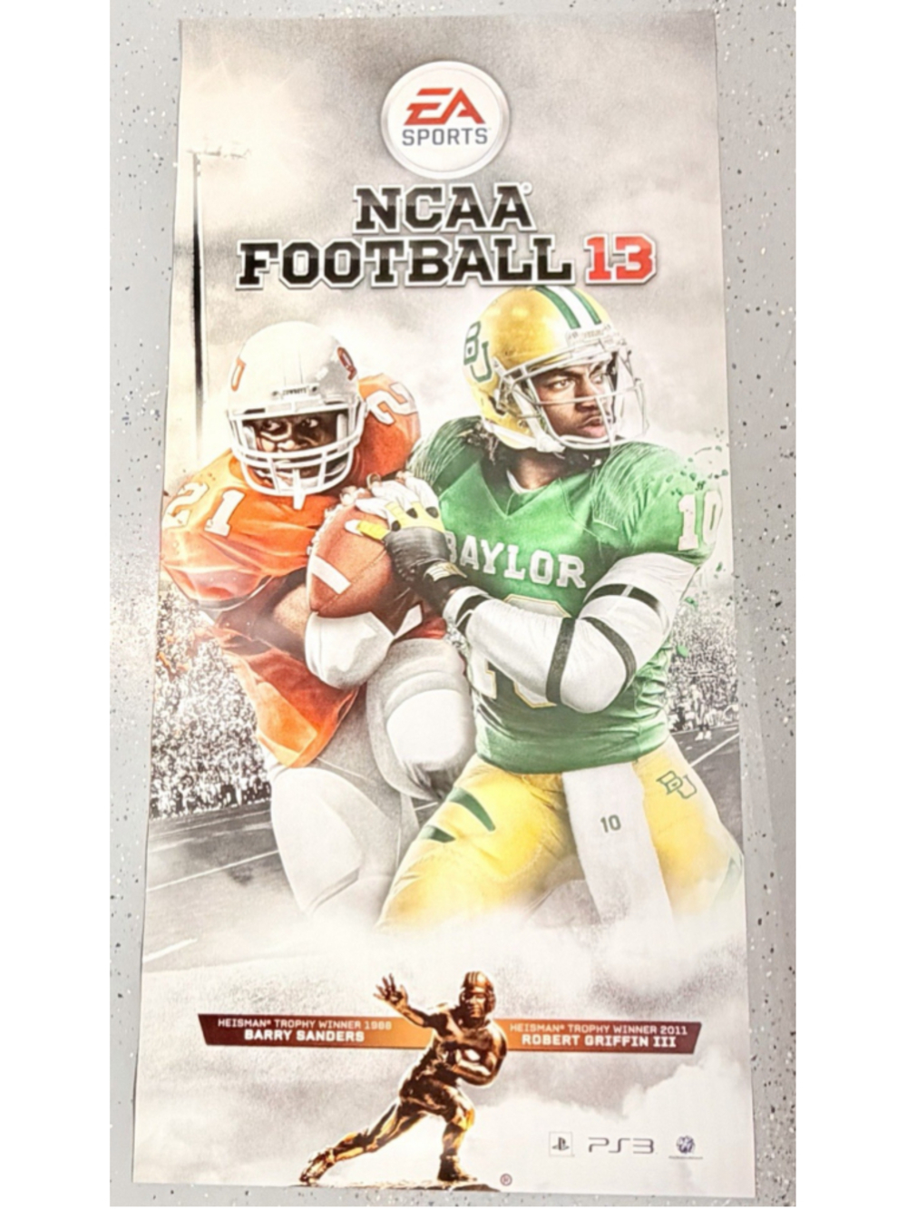 NCAA Football 13 PVC Plastic Promo Poster PS3 Barry Sanders RG3 28x58